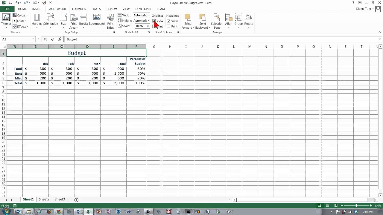 print layout in excel